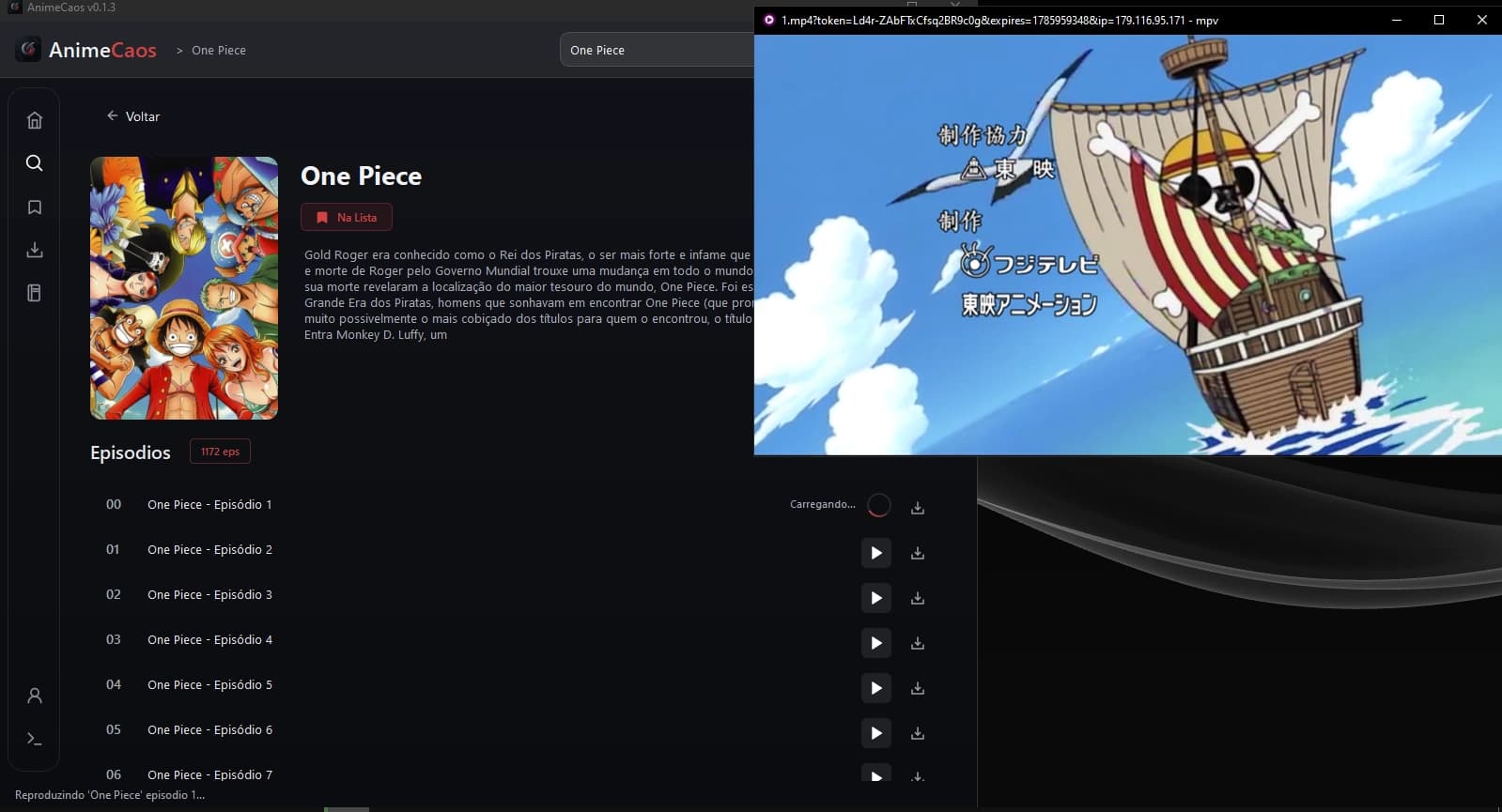 AnimeCaos - player integrado